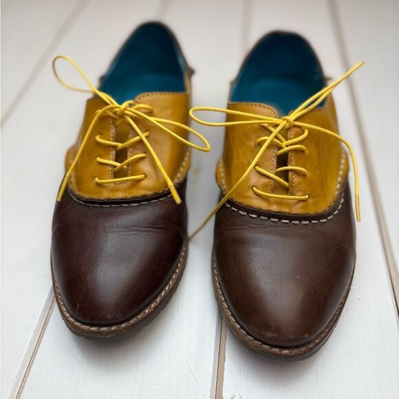 Leather Colour Block Oxfords - Picture 3 of 13